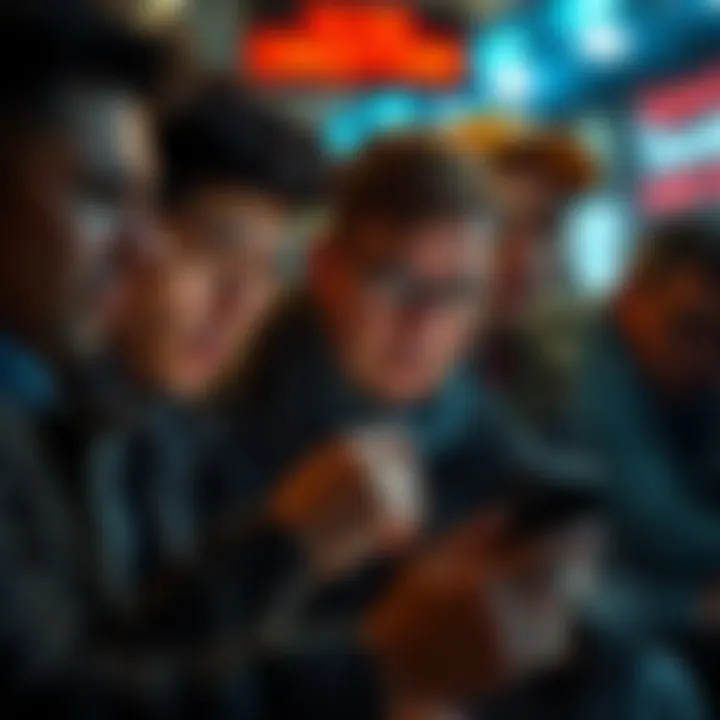 Group of people looking at a smartphone with a worried expression, showing concern over account limitations on Coinbase