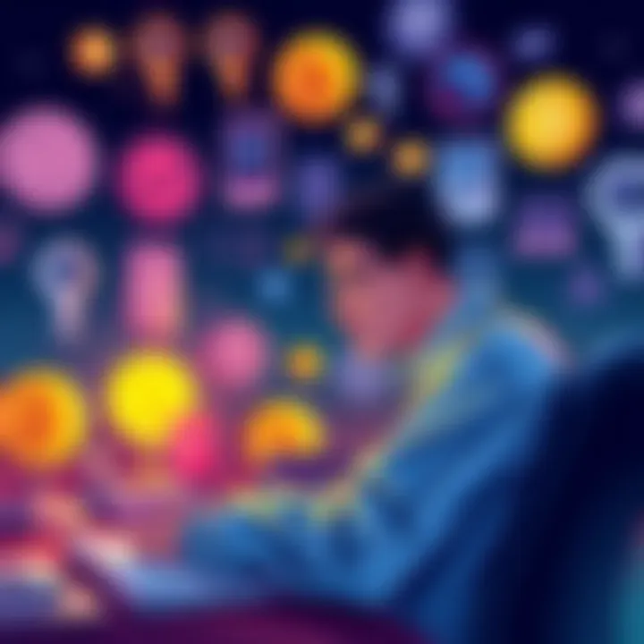 A digital illustration depicting a user contemplating document verification for Coinbase amidst various verification symbols and icons.