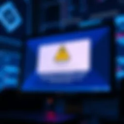 A computer screen showing a suspicious withdrawal message from Coinbase with a warning symbol