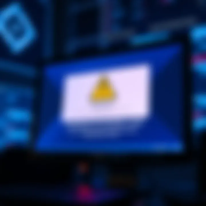 A computer screen showing a suspicious withdrawal message from Coinbase with a warning symbol