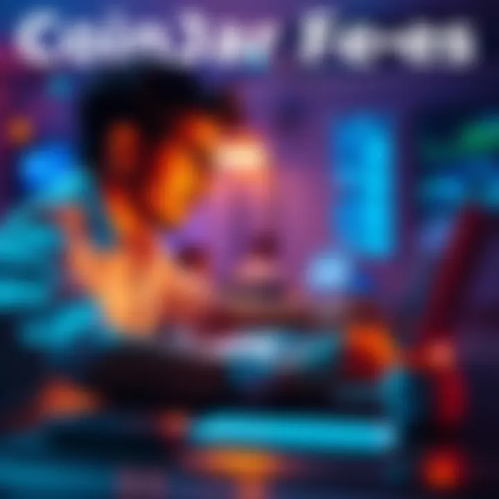 A person analyzing CoinJar fees on a laptop, comparing BTC buying costs with Bitaroo