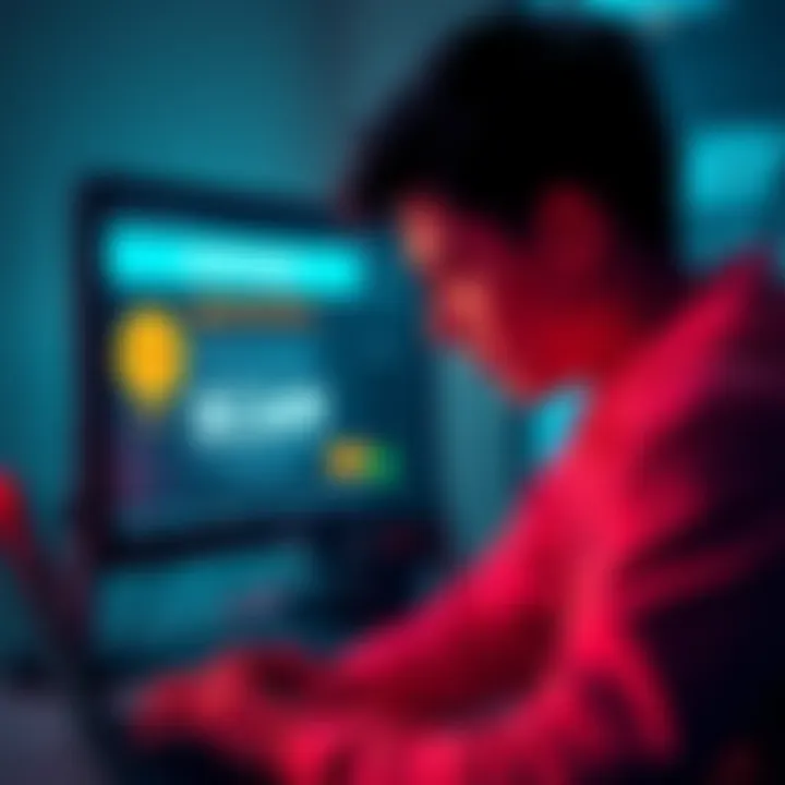 A frustrated person looking at a computer screen showing CoinJar's withdrawal issues with Bitcoin and GBP