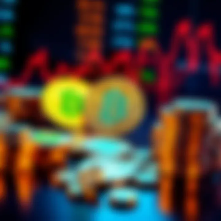 A digital representation of coins and cryptocurrency platforms like Coinbase and MetaMask, illustrating limited supply in the market.