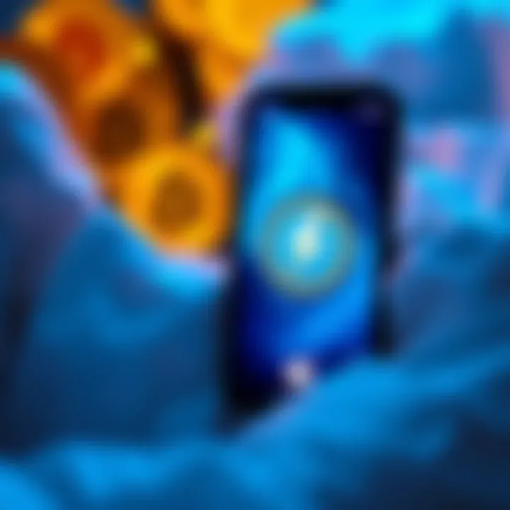 A smartphone displaying a Lightning payment app with Bitcoin symbols, illustrating secure transactions to cold storage.