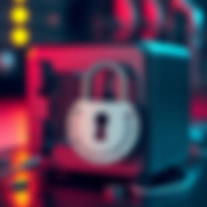 A cold storage device secured with a padlock, symbolizing protection for cryptocurrencies.