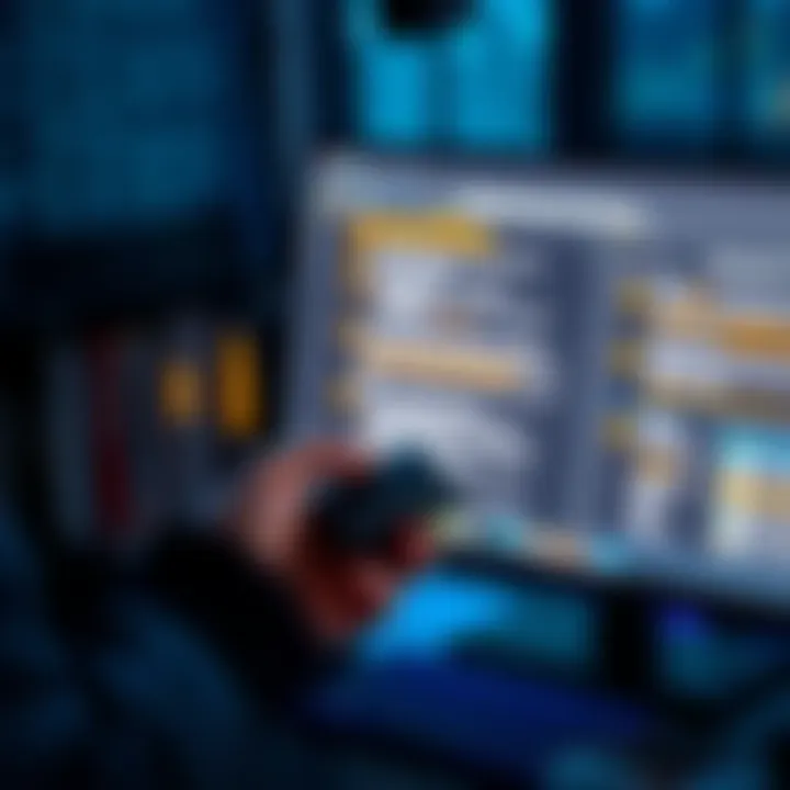 A person holding a cold wallet device while reviewing digital asset security tips on a computer screen.