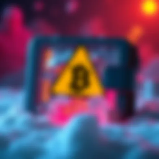 An image of a cold wallet device with a warning sign indicating firmware issues, representing the loss of BTC due to a bug.