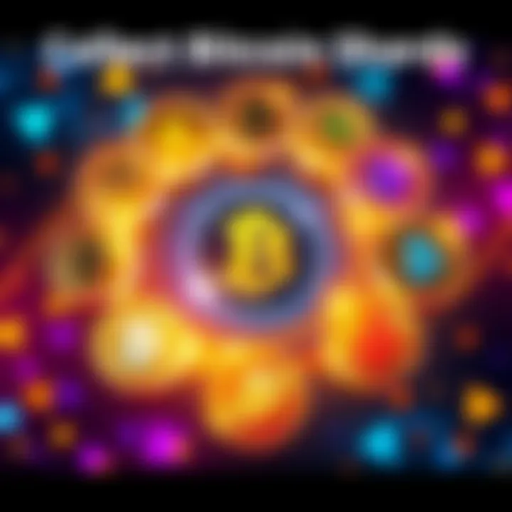 A vibrant graphic showing nine unique Bitcoin shards arranged in a circle, with a Bitcoin symbol in the center, promoting the BitMart event.