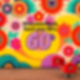 Colorful 60s Style Background A vibrant 1960s themed background featuring bold patterns and bright colors, symbolizing the excitement of a new 4-year cycle.