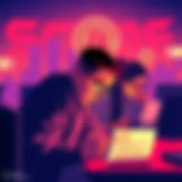 Illustration showing people reviewing fake job ads and receiving scam messages related to cryptocurrency