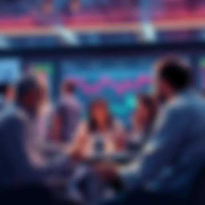 People engaging in a discussion about trading strategies