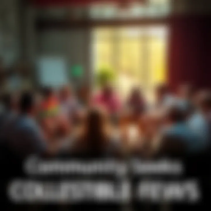 People gathered in a circle discussing solutions to community issues.