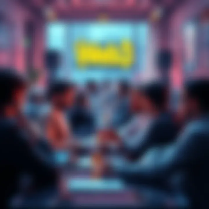 A group of people discussing and sharing ideas about cryptocurrencies in a vibrant online forum.