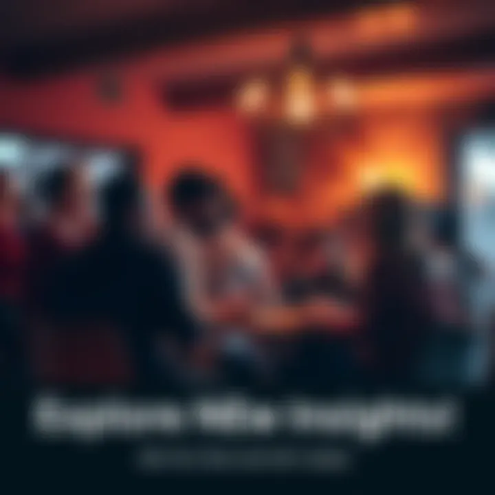 A group of people discussing and sharing ideas in a warm setting, symbolizing community connection.