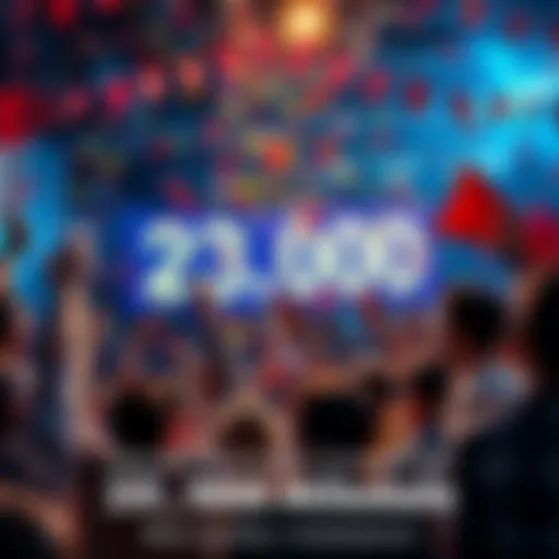 People celebrating the achievement of reaching 23,000 members with banners and confetti