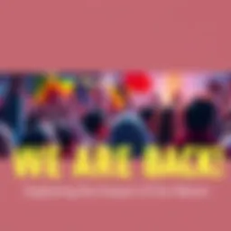 Community Celebration of Return A vibrant community gathering celebrating the return, with people smiling and cheering, banners waving, and a festive atmosphere.