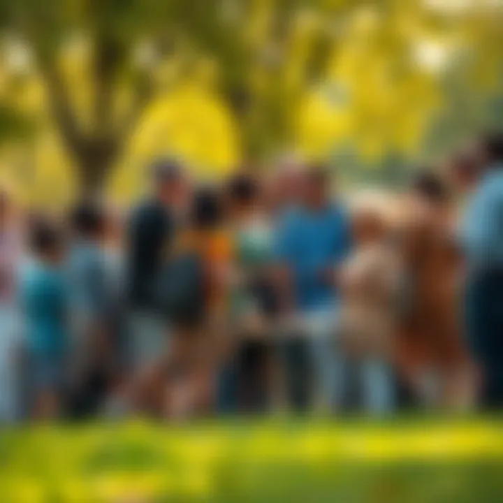 A diverse group of people gathered in a park, sharing ideas and enjoying each other's company, symbolizing the importance of community support and connection.