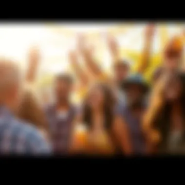 A diverse group of people enjoying a sunny day outdoors, laughing, and celebrating together.