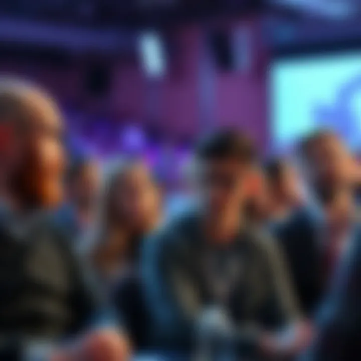 A group of people discussing online account bans in a forum setting, showing various expressions of concern and frustration