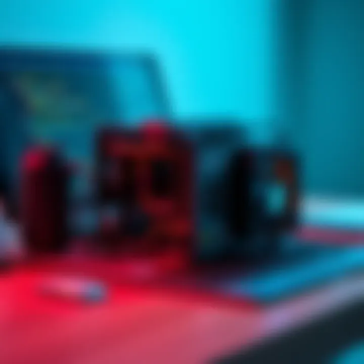 A small, user-friendly crypto miner placed on a desk with a laptop, showing a beginner-friendly setup for mining.