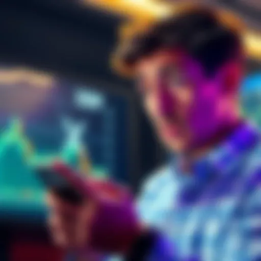 A worried person looking at a graph showing XRP's fluctuating value, representing uncertainty in its future adoption.