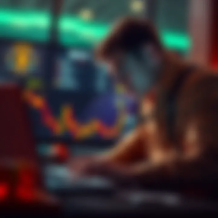 An investor showing concern while viewing a declining crypto chart on a laptop, reflecting worries about government control and digital asset safety.