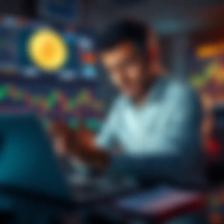 An investor looking at financial charts on a laptop with worried expressions, reflecting on their cryptocurrency investments like Filecoin and Polkadot.
