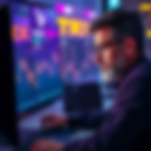 A worried investor examining TRON (TRX) prices on a computer screen after delisting from Binance.