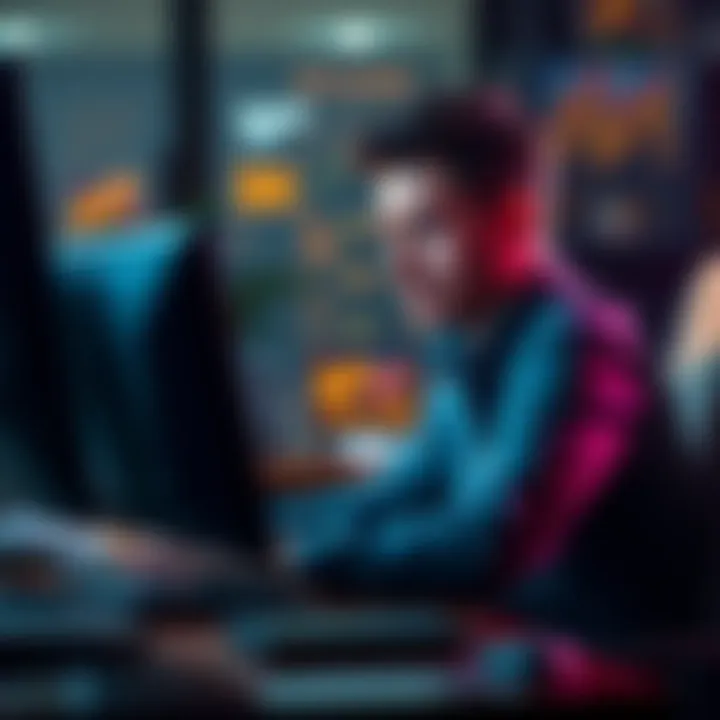 A worried individual sitting at a desk, staring at a laptop with a distressed expression, symbolizing loss from an online scam.