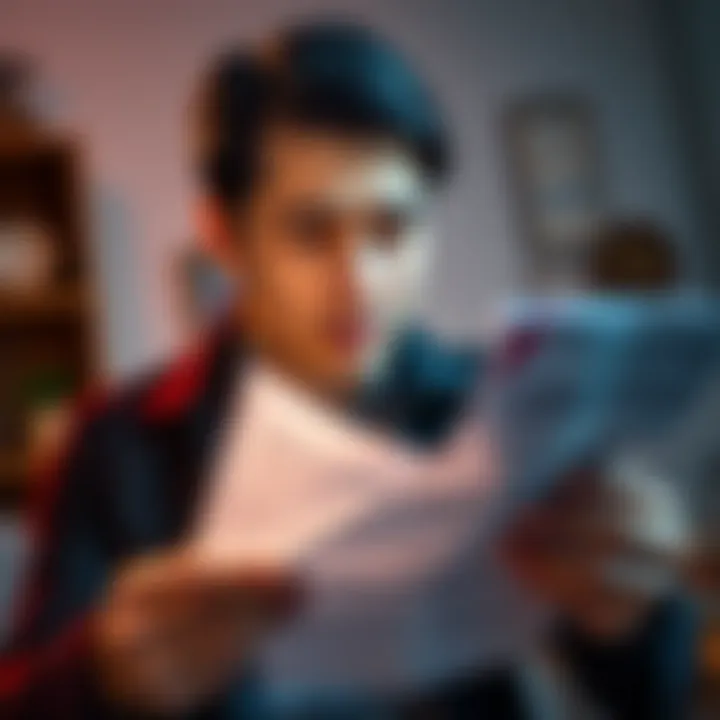 A person looking worried while examining financial documents related to bank account restrictions