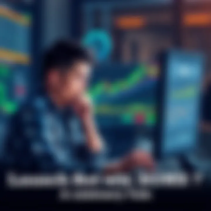 A worried individual sitting in front of a computer, looking at cryptocurrency charts and account details, showing signs of frustration over deposit problems.