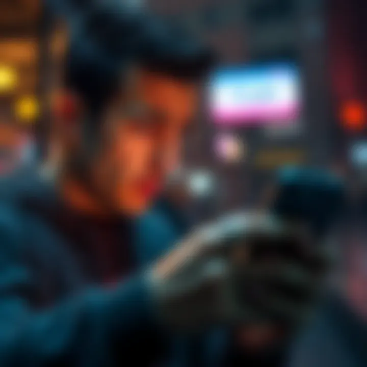 A worried person looking at their smartphone, puzzled by a failed money transfer notification from a financial app