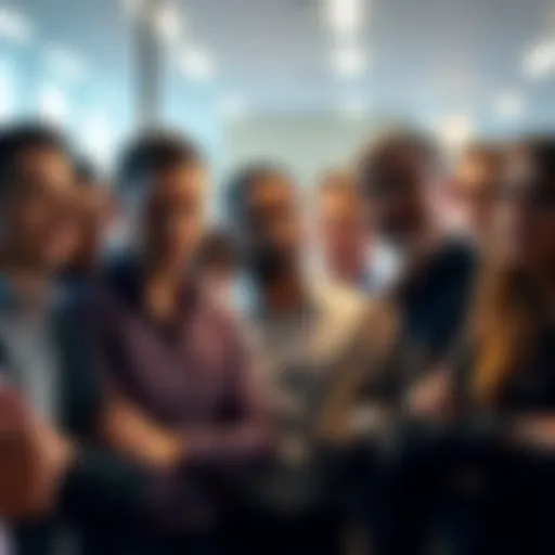 A group of people discussing and expressing doubts about the sixth motion email, looking concerned and skeptical.