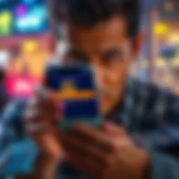 A frustrated person staring at a smartphone screen with a Bitcoin wallet app open, showing a pending transaction status, surrounded by bills and a calculator