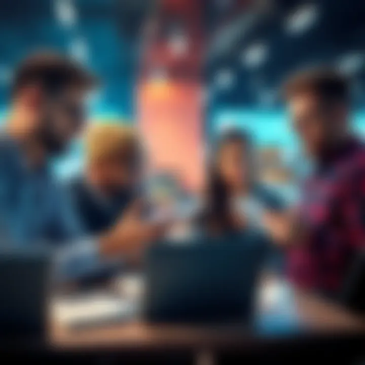Confused business owners Small group of e-commerce business owners discussing support confusion with laptops and paperwork