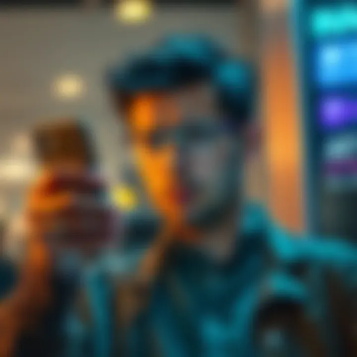 A person appears frustrated while checking their phone, showing a banking app with error messages, symbolizing issues with fund transfers and account closure.