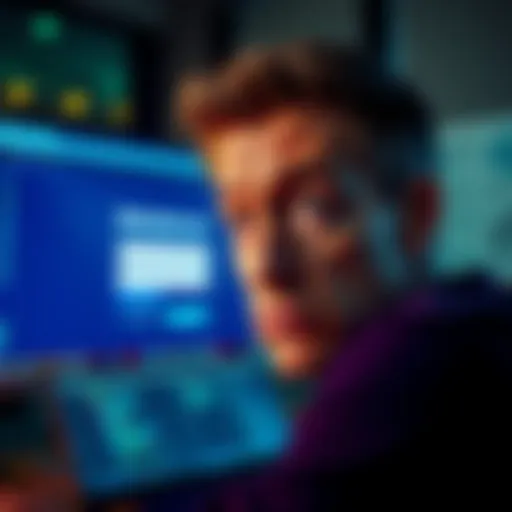 User staring at a computer screen displaying a Blockchain.com login page showing a new wallet ID with a frustrated expression