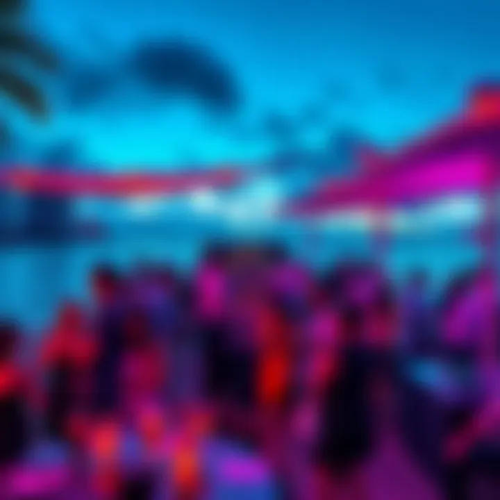 A lively networking reception with drinks and a DJ at a waterfront venue in Miami for the Consensus 2026 event