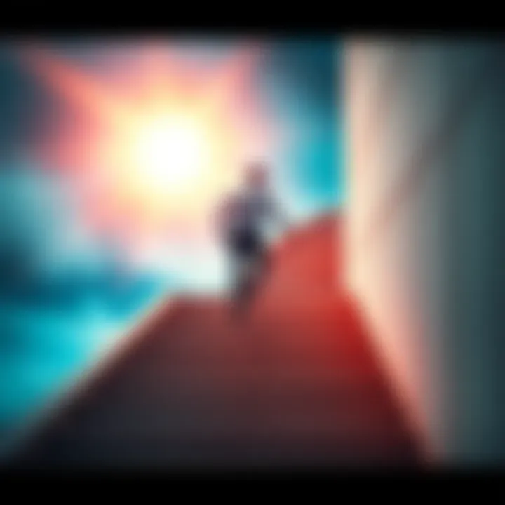 Consistent Efforts Lead to Success A person climbing a staircase with each step representing progress toward their goals, symbolizing the importance of consistency in achieving success.