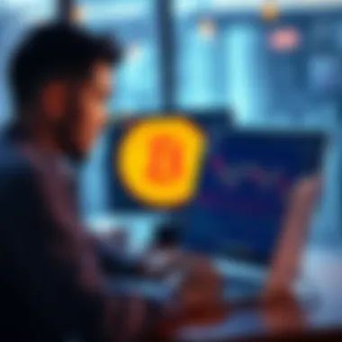 Individual looking at Bitcoin charts on a laptop, considering small investments