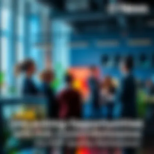 A group of video content creators discussing opportunities with brand representatives in a modern workspace