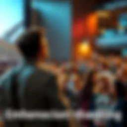 A person standing confidently in front of a crowd, expressing a different opinion while others listen intently, symbolizing the power of contrarianism.