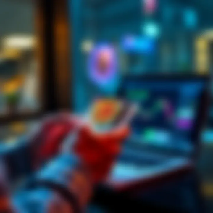 Converting Mexican Pesos to Bitcoin A person exchanging Mexican Pesos for Bitcoin using a smartphone and a laptop, showing a simple interface