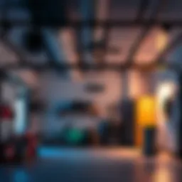 A well-ventilated garage with fans and open vents for airflow