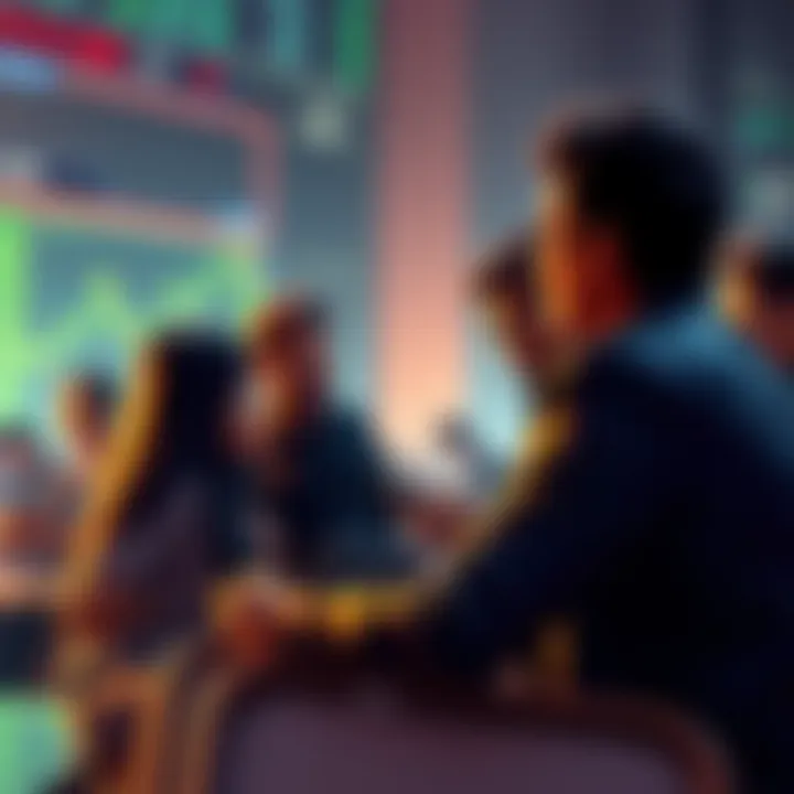 People discussing copytrading A group of people sharing experiences about copytrading and trading bots in cryptocurrency
