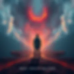A person standing at a crossroads, contemplating different paths representing various core values in life.