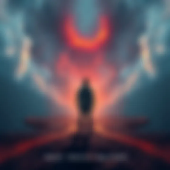 A person standing at a crossroads, contemplating different paths representing various core values in life.