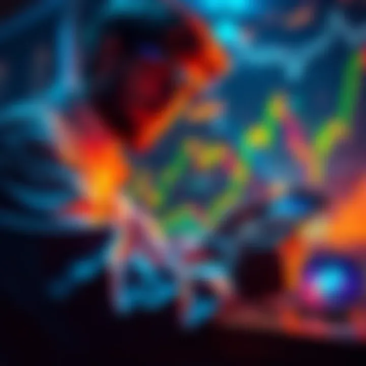 A person analyzing financial graphs and crypto coins related to Cosmos investment options.