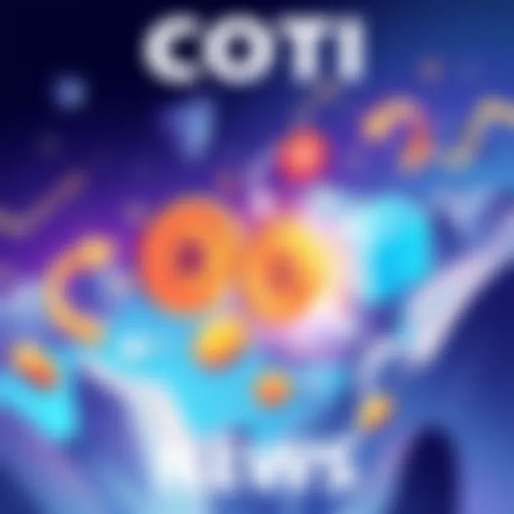 Illustration of COTI coins moving from MetaMask to an ADA wallet with arrows indicating the transfer process