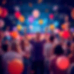 Countdown Celebration People excitedly celebrating a milestone countdown with balloons and banners